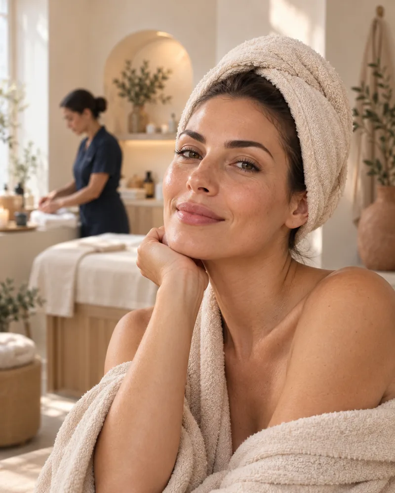Cliente di Atelier Luna dopo un trattamento viso